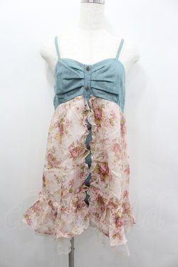 画像1: axes femme / デニム切り替えフラワーチュニ M アワピンク I-26-02-11-108-AX-OP-SA-ZI