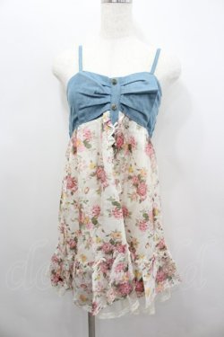 画像1: axes femme / デニム切り替えフラワーチュニ M キナリ I-26-02-11-110-AX-OP-SA-ZI