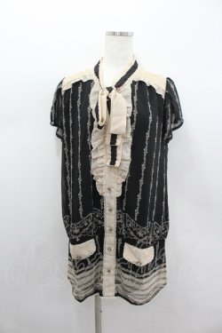 画像1: axes femme / シャンデリア柄ブラウスチュニ M クロ I-26-02-11-117-AX-OP-SA-ZI