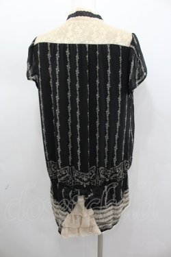 画像3: axes femme / シャンデリア柄ブラウスチュニ M クロ I-26-02-11-117-AX-OP-SA-ZI