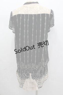 画像3: axes femme / シャンデリア柄ブラウスチュニ M クロ I-26-02-11-119-AX-OP-SA-ZI