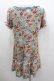 画像3: axes femme / 水彩画薔薇ブーケ半袖ワンピース  サックス I-26-02-11-121-AX-OP-SA-ZI (3)