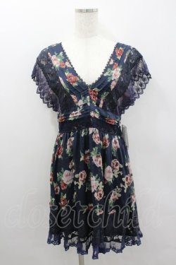 画像1: axes femme / バラ柄レース切り替えチュニ M コン I-26-02-11-123-AX-OP-SA-ZI