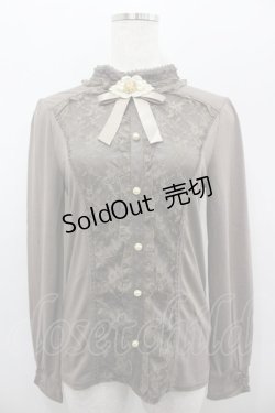 画像1: axes femme / ブローチ付スタンド襟PO M モカ I-26-02-11-013-AX-TO-SA-ZI