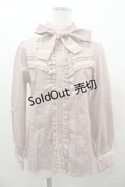 画像1: axes femme / ボウタイ付き長袖フリルブラウス L ピンク I-26-02-11-002-AX-BL-SA-ZI