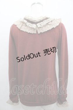 画像3: axes femme / 3つパールリボンレース襟長袖カットソー  ボルドーＸブラウン I-26-02-11-022-AX-TO-SA-ZI