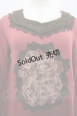 画像2: axes femme / リボンレース襟ボアカットソー  ボルドーＸブラウン I-26-02-11-023-AX-TO-SA-ZI