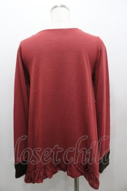 画像3: axes femme / リボンレース襟ボアカットソー  ボルドーＸブラウン I-26-02-11-023-AX-TO-SA-ZI