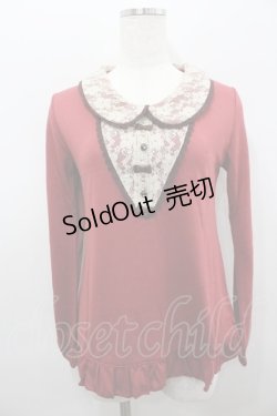 画像1: axes femme / 衿付きプルオーバー  ボルドーＸアイボリー I-26-02-11-024-AX-TO-SA-ZI