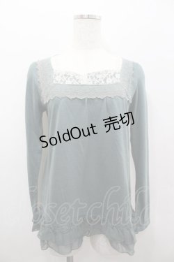 画像1: axes femme / スクエアレースリボンカットソー  グリーン I-26-02-11-029-AX-TO-SA-ZI