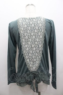 画像3: axes femme / スクエアレースリボンカットソー  グリーン I-26-02-11-029-AX-TO-SA-ZI