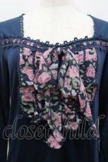 画像2: axes femme / 薔薇シフォンリボンカットソー  青Ｘピンク I-26-02-11-032-AX-TO-SA-ZI (2)