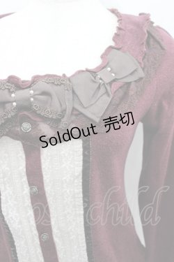 画像2: axes femme / リボンデザインプルオーバー  ボルドーＸ白Ｘブラウン I-26-02-13-036-AX-TO-SA-ZI