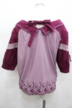 画像3: axes femme / 裾刺繍半袖トップス  パープル I-26-02-13-037-AX-TO-SA-ZI