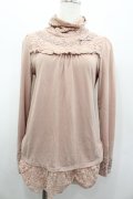 axes femme / レースハイネックカットソー  ピンク I-26-02-13-041-AX-TO-SA-ZI