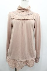 axes femme / レースハイネックカットソー  ピンク I-26-02-13-041-AX-TO-SA-ZI