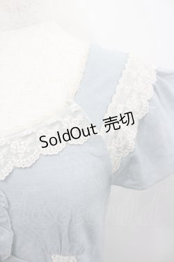 画像2: axes femme / 編み下げリボン半袖ワンピース  サックスＸ白 I-26-02-13-047-AX-OP-SA-ZI