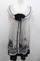 axes femme / お城柄チュニック  グレーＸ黒 I-26-02-13-048-AX-OP-SA-ZI