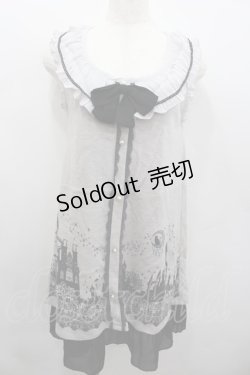 画像1: axes femme / お城柄チュニック  グレーＸ黒 I-26-02-13-048-AX-OP-SA-ZI