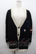 PINK HOUSE / 野球ワッペンVネックカーディガン  ブラック I-26-02-13-052-LO-TO-SA-ZI