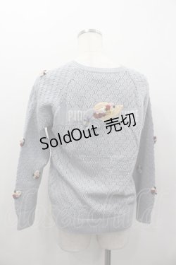 画像3: PINK HOUSE / フラワー&ハットモチーフ付きカーディガン  サックス I-26-02-13-053-LO-TO-SA-ZI