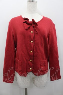 画像1: PINK HOUSE / 金ボタン&リボンカットカーディガン  レッド I-26-02-13-058-LO-TO-SA-ZI