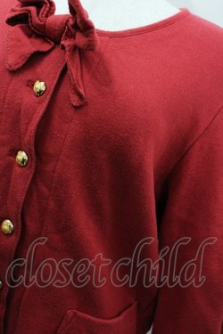 画像2: PINK HOUSE / 金ボタン&リボンカットカーディガン  レッド I-26-02-13-058-LO-TO-SA-ZI