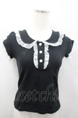 画像1: MILK / 襟付き半袖トップス  ブラック I-26-02-13-061-ML-TO-SA-ZI