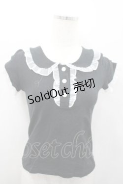 画像1: MILK / 襟付き半袖トップス  ブラック I-26-02-13-061-ML-TO-SA-ZI