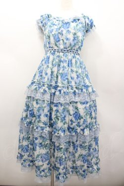 画像1: axes femme / ブルーミングローズ柄ワンピース F サックス I-26-02-13-068-AX-OP-TE-ZI