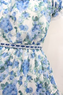 画像2: axes femme / ブルーミングローズ柄ワンピース F サックス I-26-02-13-068-AX-OP-TE-ZI