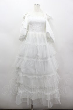 画像1: Areeam / ジャガードパフスリーブチュールワンピース F 白 I-26-02-13-069-LO-OP-TE-ZI