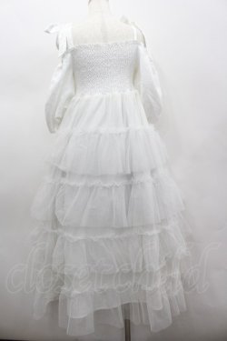 画像3: Areeam / ジャガードパフスリーブチュールワンピース F 白 I-26-02-13-069-LO-OP-TE-ZI