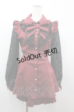 画像1: Secret Honey / ラッフル袖レース長袖セットアップ 2 ワイン I-26-02-13-072-CA-OP-SA-ZI