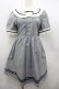 画像1: Amavel / リボン付きフリルセーラーカラー半袖ワンピース  グレーＸ白 I-26-02-13-077-CA-OP-SA-ZI (1)