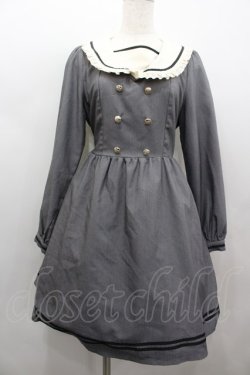 画像1: Amavel / リボン付きフリルセーラーカラーワンピース  グレー I-26-02-13-078-CA-OP-SA-ZI