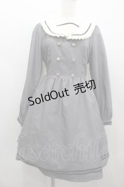 画像1: Amavel / リボン付きフリルセーラーカラーワンピース  グレー I-26-02-13-078-CA-OP-SA-ZI