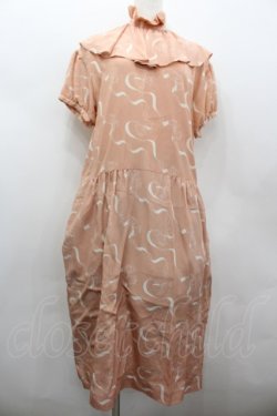 画像1: PINK HOUSE / リボン柄半袖ワンピース  オレンジ I-26-02-13-081-LO-OP-SA-ZI