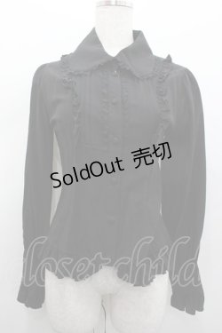 画像1: ATELIER PIERROT / ピンタック丸襟ブラウス  黒 I-26-02-13-009-EL-BL-TE-ZI