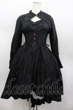 画像1: 草苺大福鴨 / サイド編み下げ&刺繍ジャケット・ビスチェワンピース  黒 I-26-02-13-088-LO-OP-SA-ZI