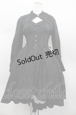 画像1: 草苺大福鴨 / サイド編み下げ&刺繍ジャケット・ビスチェワンピース  黒 I-26-02-13-088-LO-OP-SA-ZI