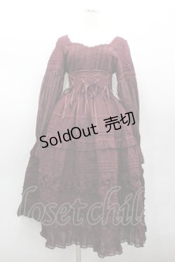 画像1: culumi lolita / はしごレースリボンワンピース&コルセットデザイン  ボルドー I-26-02-13-089-LO-OP-SA-ZI