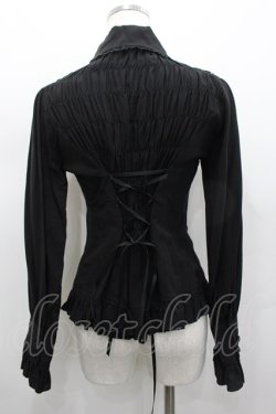 画像2: ATELIER PIERROT / ピンタック丸襟ブラウス  黒 I-26-02-13-009-EL-BL-TE-ZI