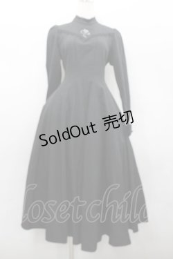 画像1: Stamp Albums / 蛇刺繍ハイネック長袖ワンピース S 黒Ｘ白 I-26-02-13-090-LO-OP-SA-ZI