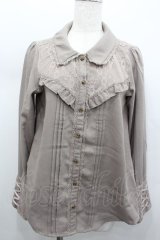 axes femme / フロントレース&ピンタックブラウス  ブラウン I-26-02-13-010-AX-BL-SA-ZI