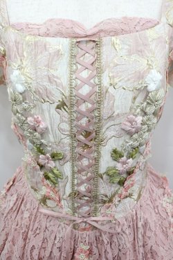 画像2: WUMENPSMFL / フラワー刺繍レース切替ビスチェジャンパースカート  ピンク I-26-02-13-093-LO-OP-SA-ZI