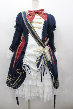 画像1: Le Miroir / ハイネックナポレオン長袖ワンピース  ネイビーｘ白 I-26-02-13-094-0-OP-SA-ZI