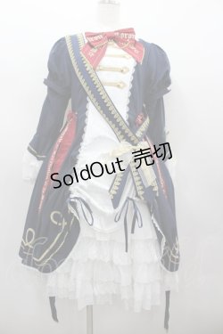 画像1: Le Miroir / ハイネックナポレオン長袖ワンピース  ネイビーｘ白 I-26-02-13-094-0-OP-SA-ZI