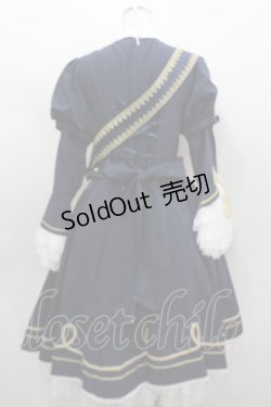 画像4: Le Miroir / ハイネックナポレオン長袖ワンピース  ネイビーｘ白 I-26-02-13-094-0-OP-SA-ZI