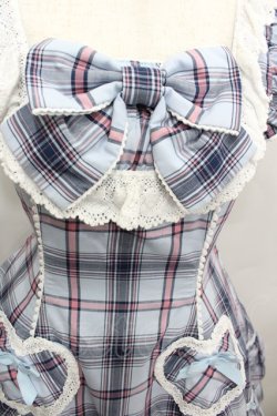 画像2: Angelic Pretty / Cute Heartジャンパースカート(タータン)  サックス I-26-02-13-097-AP-OP-SA-ZI